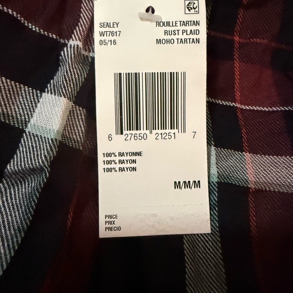 Buffalo David Bitton Off-Shoulder Plaid Blouse - Red and Black - Picture 3 of 4
